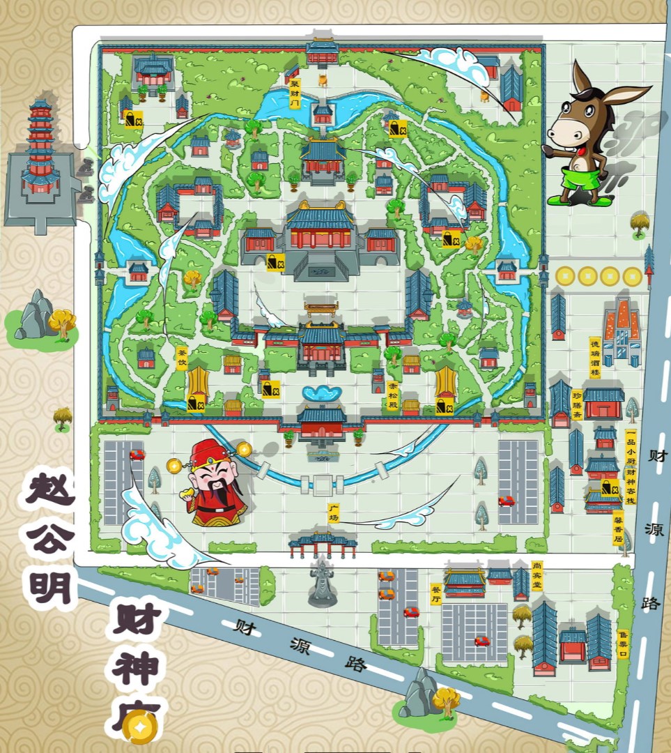乌海寺庙类手绘地图